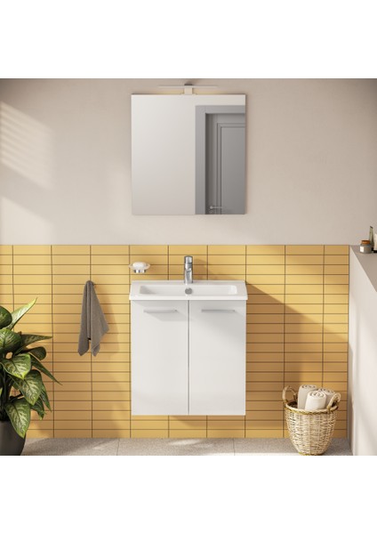 Ardea 69563 Banyo Dolabı Seti, Kapaklı, 60 cm, Parlak Beyaz fiyatları