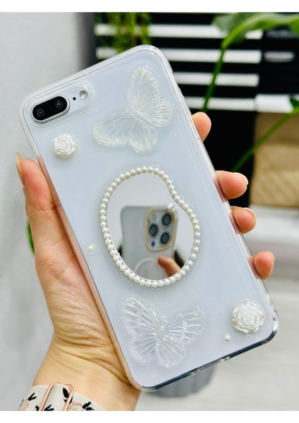 IPhone 7 Plus - 8 Plus Uyumlu Aynalı Kelebek Model Silikon Kılıf