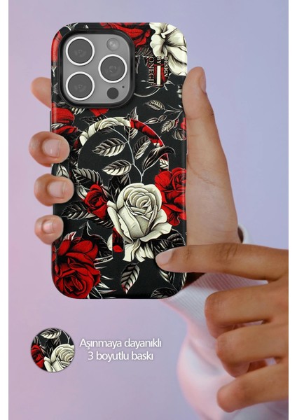 Techmrt Onegif Iphone 15 Pro Flower Series Magsafe Kapak - Mavi modelleri