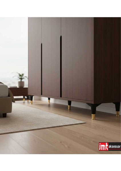 Puma 15 cm Siyah-Altın 6'lı Set Mobilya Kanepe Tv Ünitesi Dolap Konsol ve Destek Ayağı fırsatları