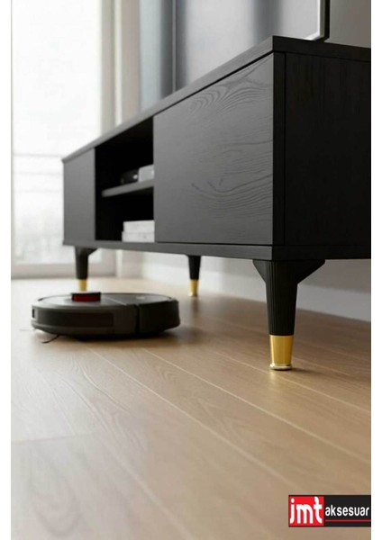 Puma 15 cm Siyah-Altın 6'lı Set Mobilya Kanepe Tv Ünitesi Dolap Konsol ve Destek Ayağı