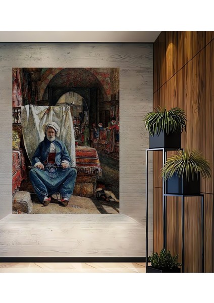 Osmanlı Pazarı Yağlı Boya Görünümlü Ahşap Dekoratif Tablo Dikdörtgen Tablo