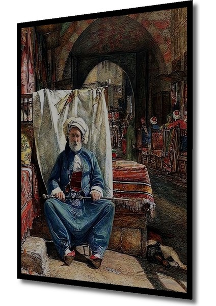 Osmanlı Pazarı Yağlı Boya Görünümlü Ahşap Dekoratif Tablo Dikdörtgen Tablo indirimleri