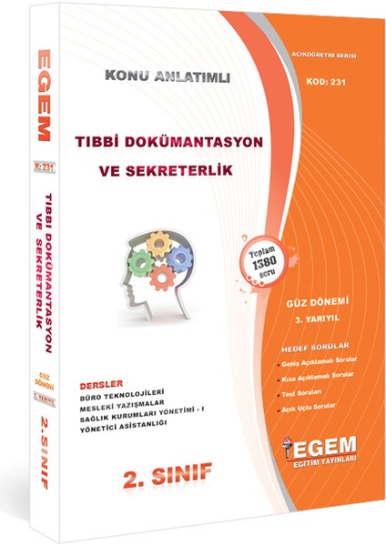Aöf 2. Sınıf Tıbbi Dokümantasyon ve Sekreterlik Güz Dönemi Konu Anlatımlı Soru Bankası