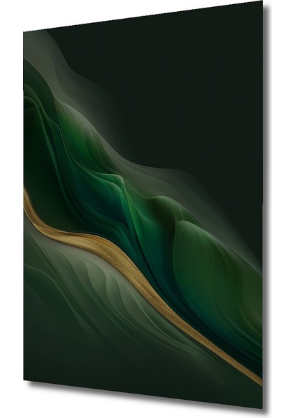 Altın Vurgulu Orman Yeşili Soyut Sanat Ahşap Dekoratif Tablo Dikdörtgen Tablo modelleri