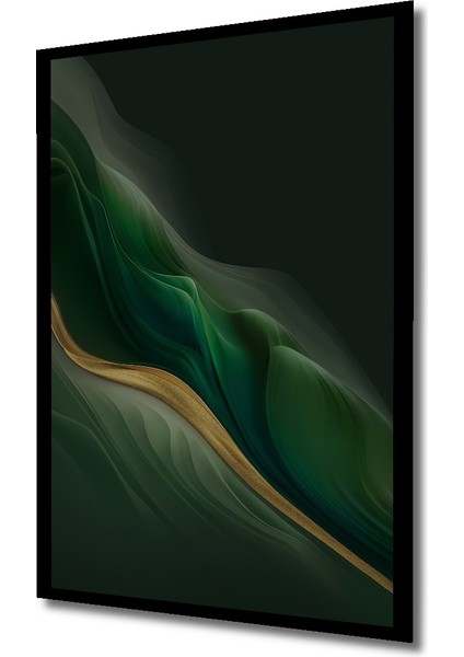 Altın Vurgulu Orman Yeşili Soyut Sanat Ahşap Dekoratif Tablo Dikdörtgen Tablo indirimleri