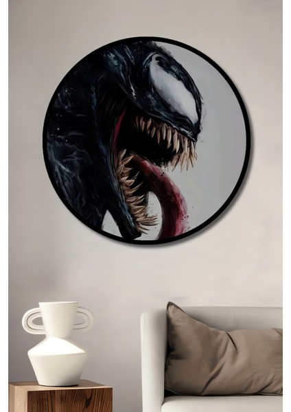 Venom Yağlı Boya Görünümlü Ahşap Dekoratif Tablo Yuvarlak Tablo fiyatları