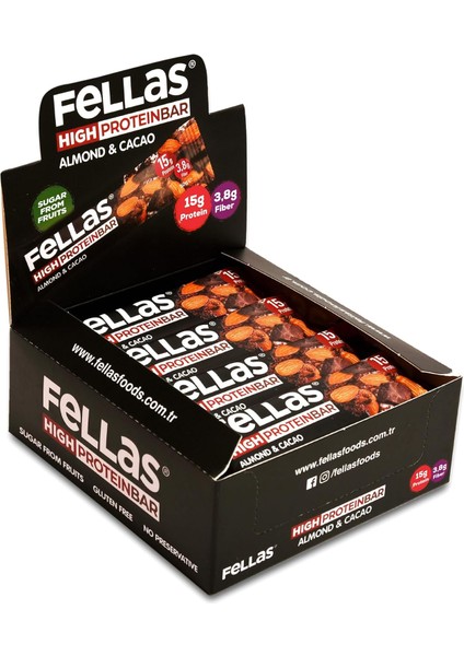 Fellas Yüksek Protein Bar, Bademli ve Kakaolu, 45GR x 12 Adet fiyatları