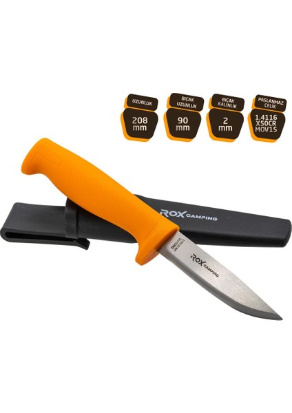 0320 Bushcraft Eco Paslanmaz Çelik Kamp Bıçağı (Turuncu)