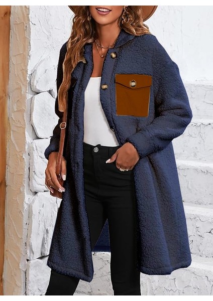 Peluş Gögüs Cep Detaylı Düğmeli Ceket modelleri