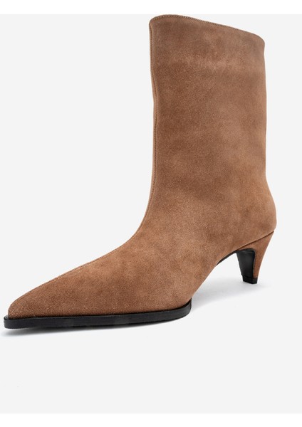 Aleo Toprak Süet Hakiki Deri Sivri Burunlu Kadın Kısa Topuklu Bot modelleri