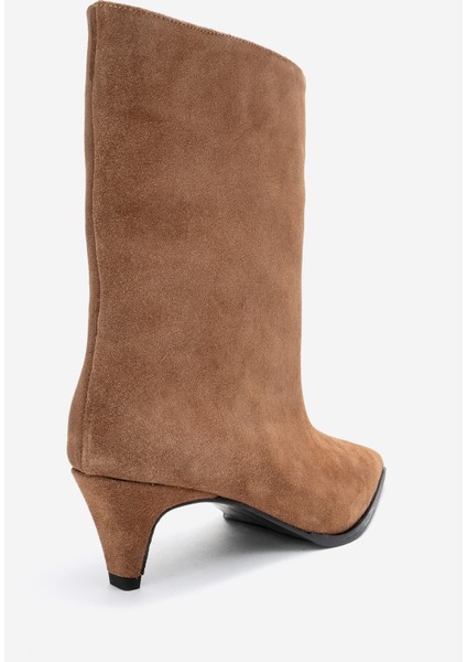 Aleo Toprak Süet Hakiki Deri Sivri Burunlu Kadın Kısa Topuklu Bot fırsatları