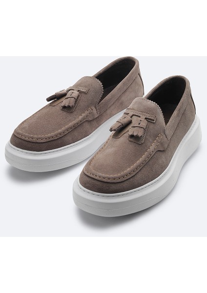 Erkek Vizon %100 Süet Hafif Loafer Ayakkabı A41Y8029