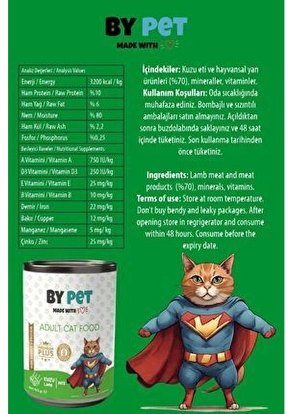 Yetişkin Kediler Için Kuzu Etli Konserve Yaş Mama 415 gr x 12 Adet indirimleri