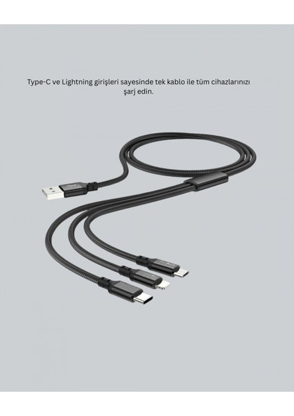 Çoklu USB Şarj Kablosu – 1,2m Hızlı Şarj, 3A Güçlü Akım fırsatları