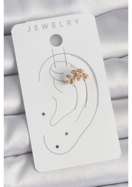 Pirinç Gold Renk Zirkon Taşlı Yaprak Model Kadın Kıkırdak Küpe - Lisinya fiyatları