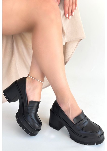 Janes Siyah Cilt Dolgu Topuk Ayakkabı - Lisinya fiyatları