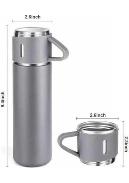 Termos Seti Paslanmaz Çelik 3 Bardaklı Vakumlu Termos Set 500 ml 12 Saate Kadar Isı Koruma modelleri