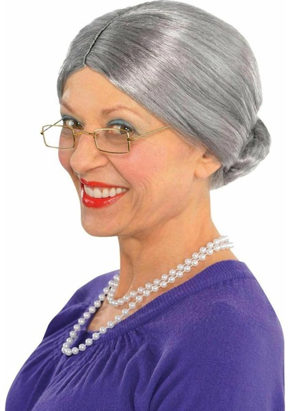 Gri Renk Yaşlı Peruğu Takma Saç Büyükanne Peruğu Yetişkin Çocuk Uyumlu - Lisinya fiyatları