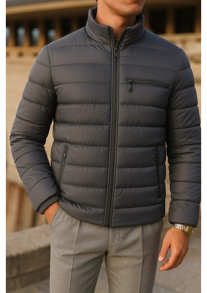 Erkek Kışlık Comfort Trend Günlük Füme Şişme Mont
