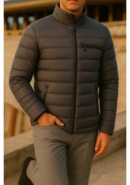 Erkek Kışlık Comfort Trend Günlük Füme Şişme Mont modelleri