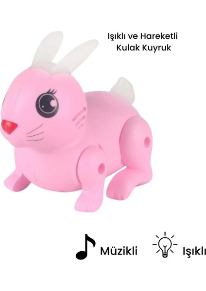 Pilli Tavşan Figür - Sesli Hareketli - 99777-1 - Pembe (Lisinya)
