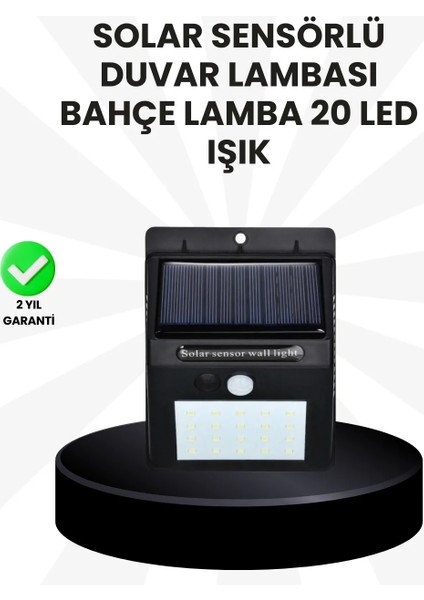 Su Geçirmez IP65 20 LED Solar Sensörlü Bahçe ve Veranda Aydınlatma