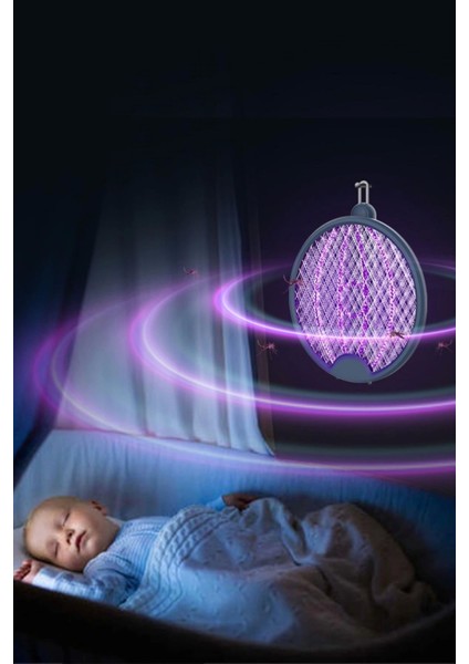 Asılabilen ve Masaüstü Olabilen 2W Sinek Öldürücü Mor Işıklı Raket ( Lisinya )