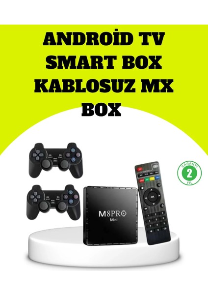 M8PRO Android Tv Box ve Retro Oyun Konsolu 64GB