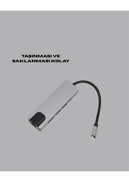 Alüminyum Gövdeli Type‑c HDMI & Ethernet Adaptör – Tak & Çalıştır fiyatları