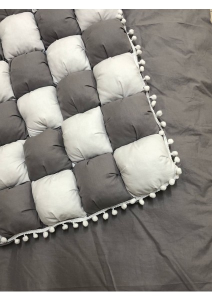 Gri-Beyaz 40 Yama Bebek Yorganı , Bebek Minderi modelleri