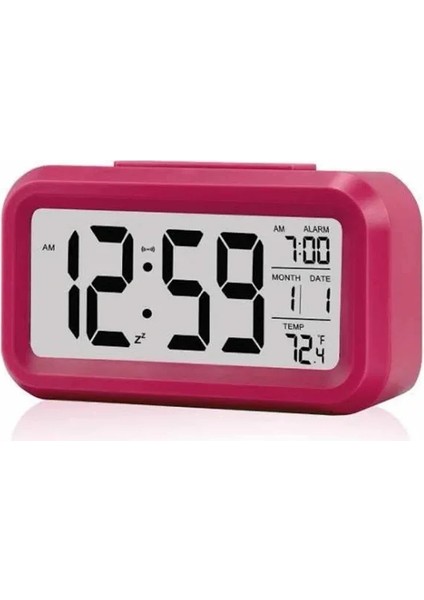 Işıklı Dereceli Masa Ofis Saati Alarmlı Termometre Takvim Çalar Saat