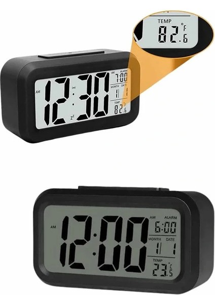 Işıklı Dereceli Masa Ofis Saati Alarmlı Termometre Takvim Çalar Saat indirimleri