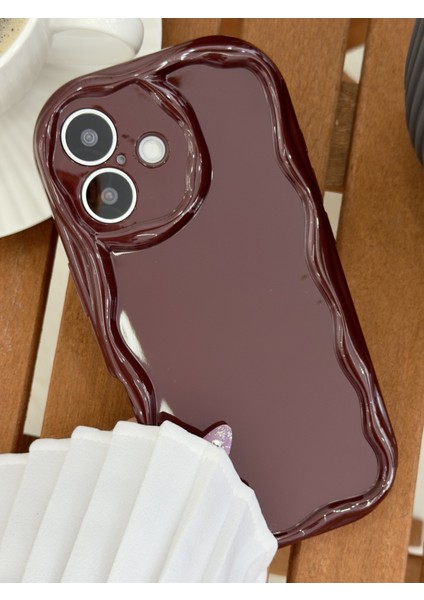 Iphone 17 Uyumlu Darbe Önleyici Dalgalı Bordo Antişok Silikon Kılıf