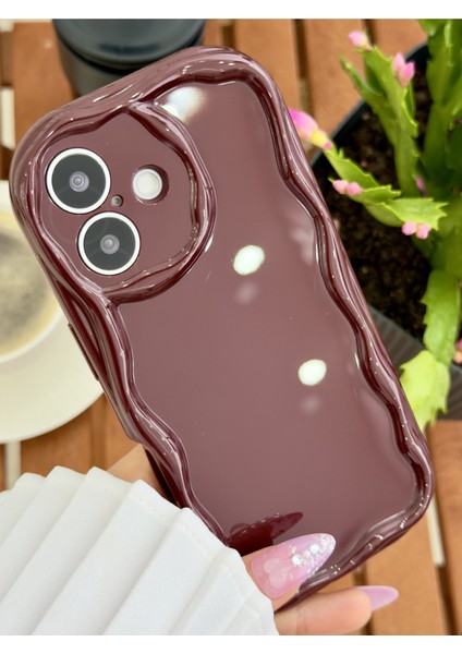 Iphone 17 Uyumlu Darbe Önleyici Dalgalı Bordo Antişok Silikon Kılıf modelleri