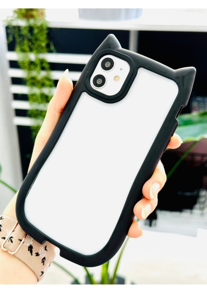 Iphone 11 Uyumlu Siyah Kulaklı Kedi Kenar Darbe Önleyici Şeffaf Silikon Kılıf modelleri
