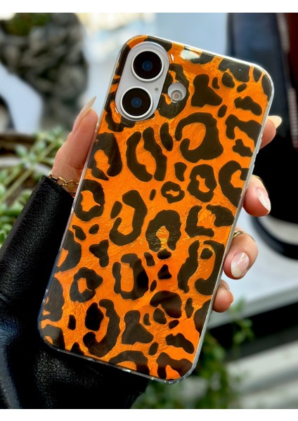 Iphone 16 Uyumlu Parlak Leopar Tasarımlı Silikon Kılıf modelleri