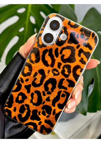 Iphone 16 Uyumlu Parlak Leopar Tasarımlı Silikon Kılıf