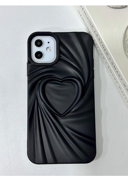 Apple Iphone 11 Uyumlu 3D Mat Saten Kalp Kabartma Desenli Darbe Önleyici Silikon Kılıf fiyatları