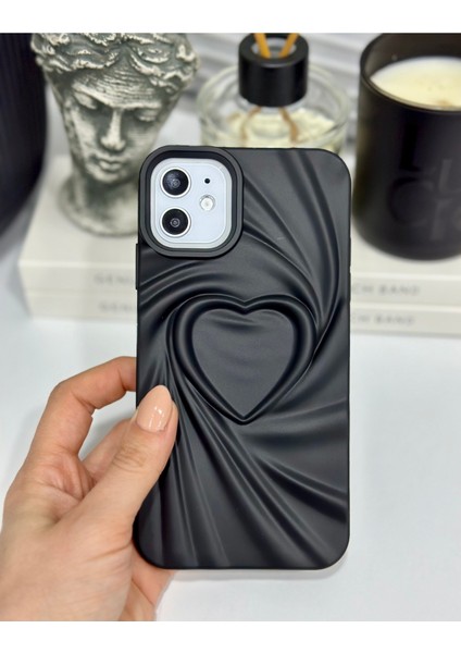 Apple Iphone 11 Uyumlu 3D Mat Saten Kalp Kabartma Desenli Darbe Önleyici Silikon Kılıf modelleri