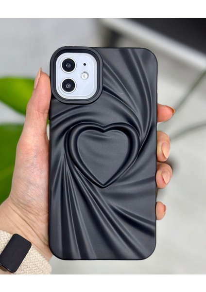 Apple Iphone 11 Uyumlu 3D Mat Saten Kalp Kabartma Desenli Darbe Önleyici Silikon Kılıf fırsatları