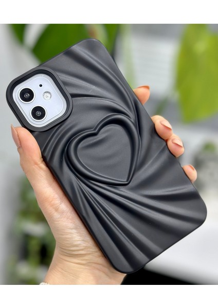 Apple Iphone 11 Uyumlu 3D Mat Saten Kalp Kabartma Desenli Darbe Önleyici Silikon Kılıf indirimleri