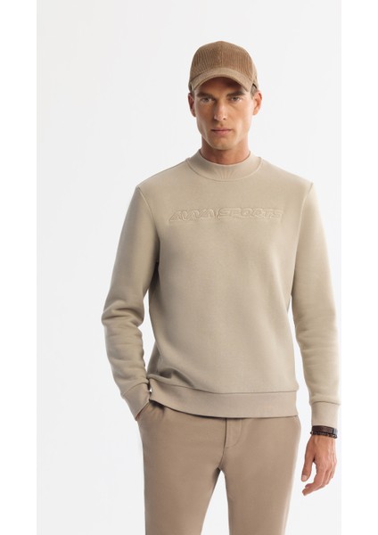 Erkek Taş Bisiklet Yaka 3 İplik Şardonlu Baskılı Regular Fit Sweatshirt A42Y1306