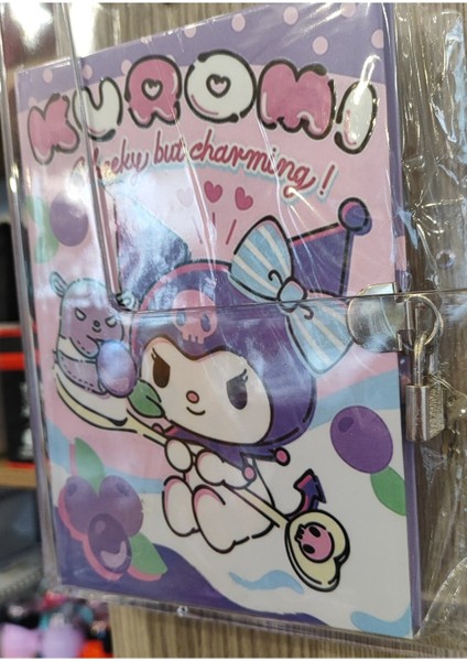 Ciltli Sert Kapak Kilitli Ajanda Günlük Çok Amaçlı A5 Boyutunda Çizgili Defter Kuromi Figürlü