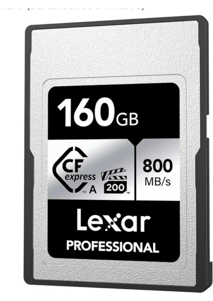 Lexar Professional Sılver Serisi Cfexpress Tip A Kart 160 Gb, 800 Mb/s'ye Kadar Okuma Cfe Kartı, VPG200, 8k Video Cf Kartı, Sony Alpha/sony Fx Kameralarla Uyumlu Hafıza Kartı (LCAEXSL160G-RNENG)