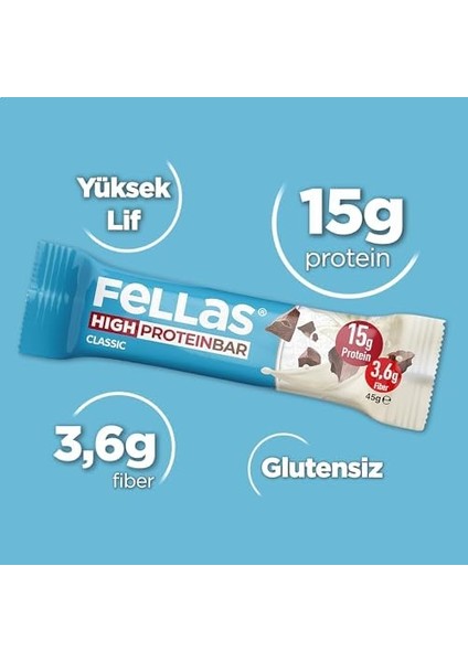 Fellas Klasik Yüksek Protein Bar 45 G x 12 Adet fiyatları