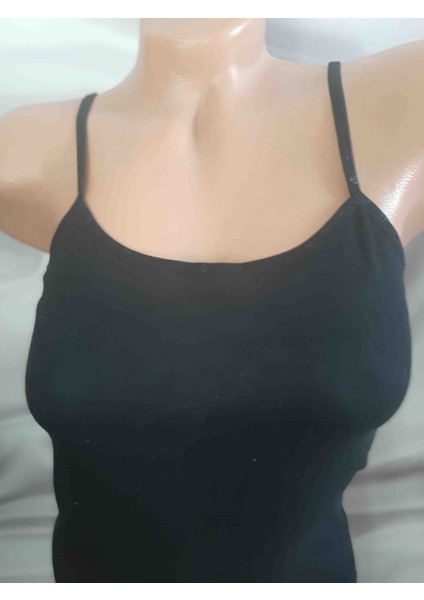 Siyah Ribana Ipli Düz Biye Ip Askılı Kadın Atlet fırsatları