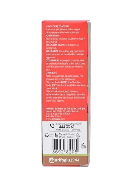 Arifoğlu Kuşburnu Çekirdeği Yağı 20ML - Soğuk Sıkım, Doğal Cilt Bakımı, Zengin Vitamin C | Arifoğlu Rosehip Seed Oil 20ML - Cold Pressed, Natural Skincare, Rich In Vitamin C modelleri