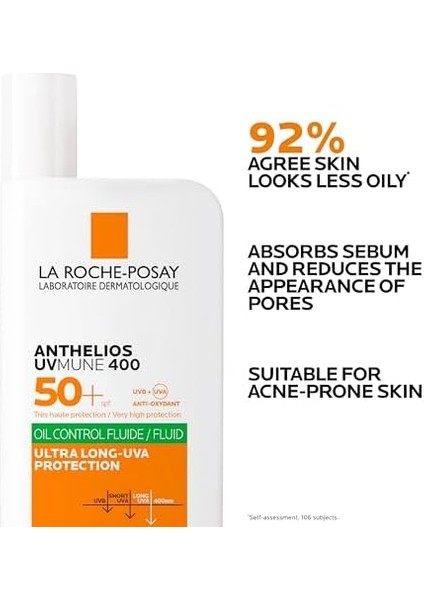 La Roche-Posay Anthelios Uvmune 400 Oil Control Fluid Yüz Güneş Kremi Spf 50+, 50 ml