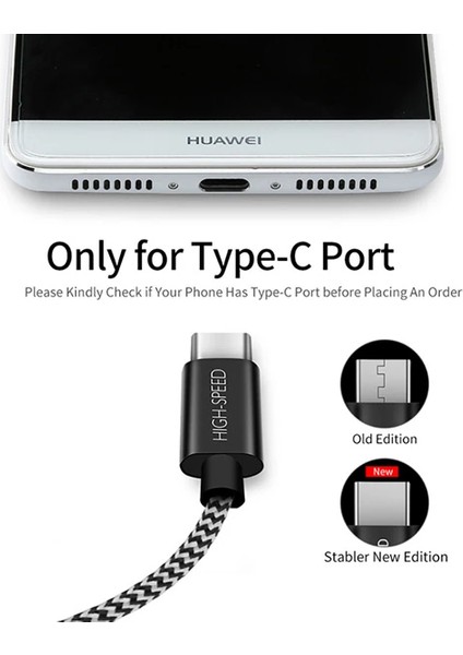 Dux Ducıs USB Type C Kopmaz Yırtılmaz USB Kablo Hızlı Şarj 1 METRE-(5775) - ?43?97E8-7G4043 modelleri